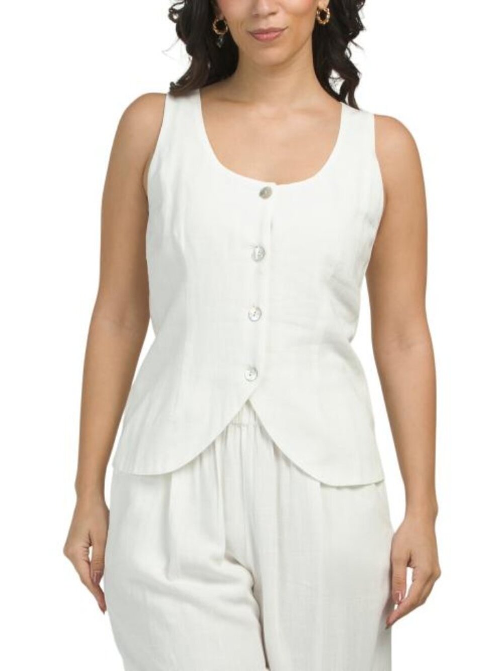 LNA Linen Blend Kai Long Line Vest Top